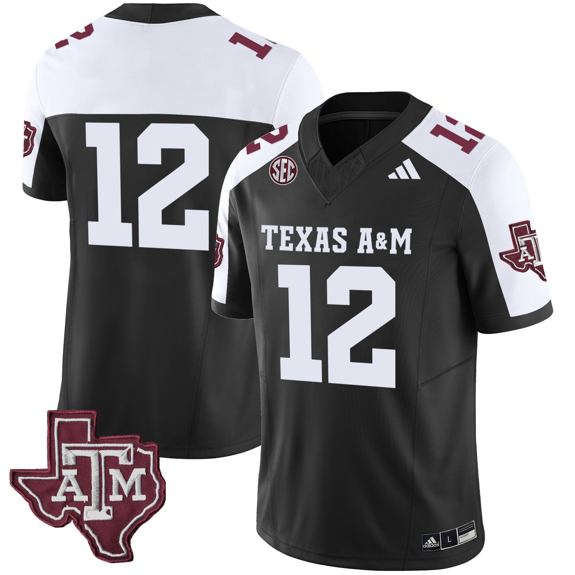 Men Texas A&M Aggies #12 No Name Black 2024 Vapor Limited NCAA Jersey